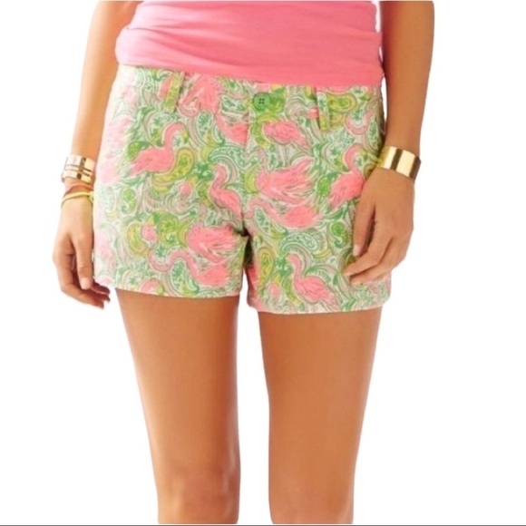 Lilly Pulitzer Pants - Lilly Pulitzer Hot Wings Callahan Shorts Pink Flamingo Size 0 Resortwear